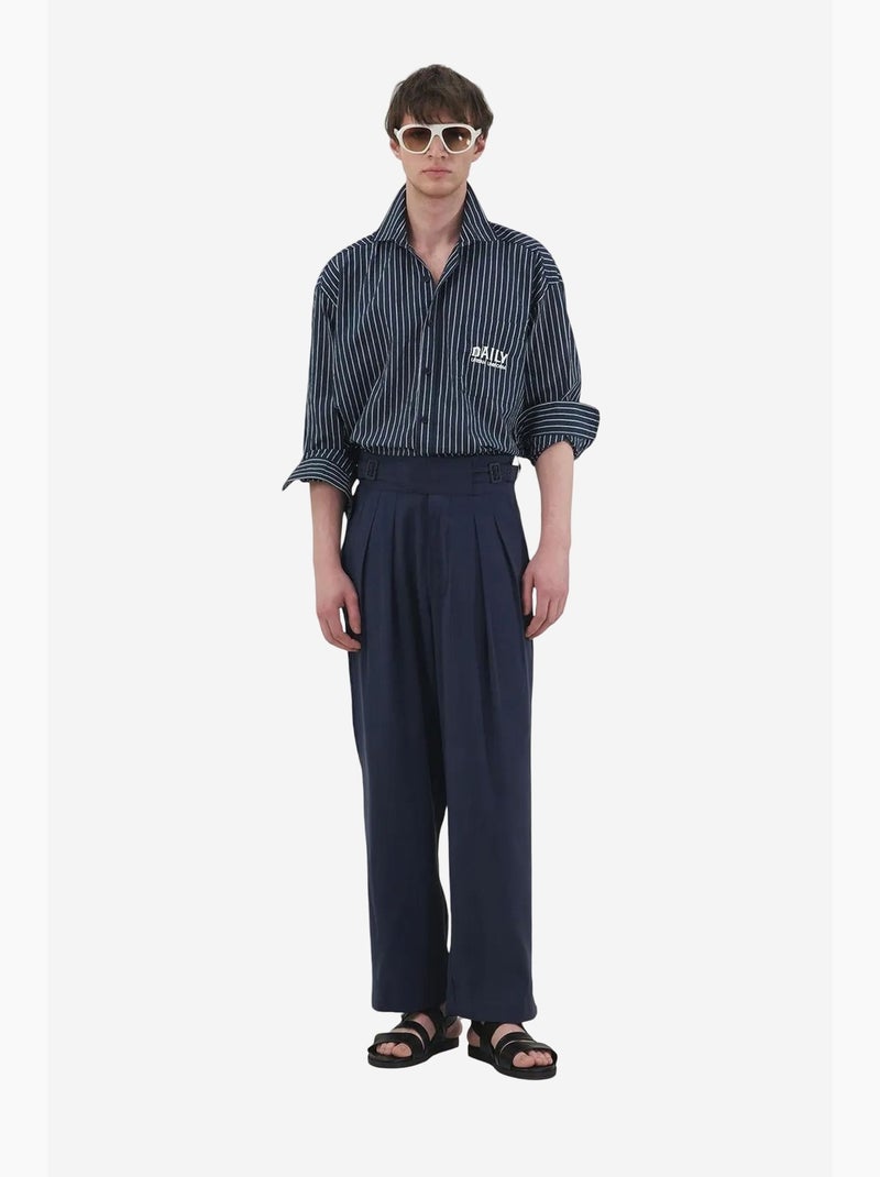 Chemise à manches longues rayée brodée giesto Bleu marine - Kiabi