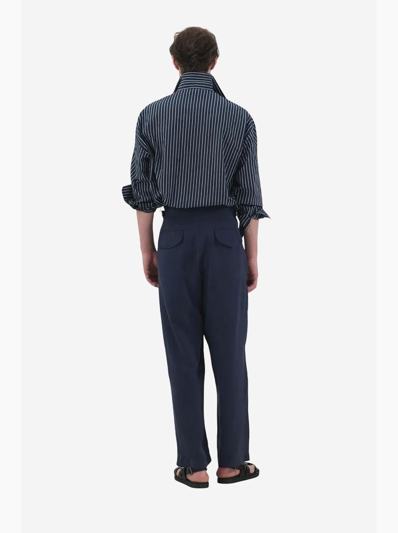 Chemise à manches longues rayée brodée giesto Bleu marine - Kiabi
