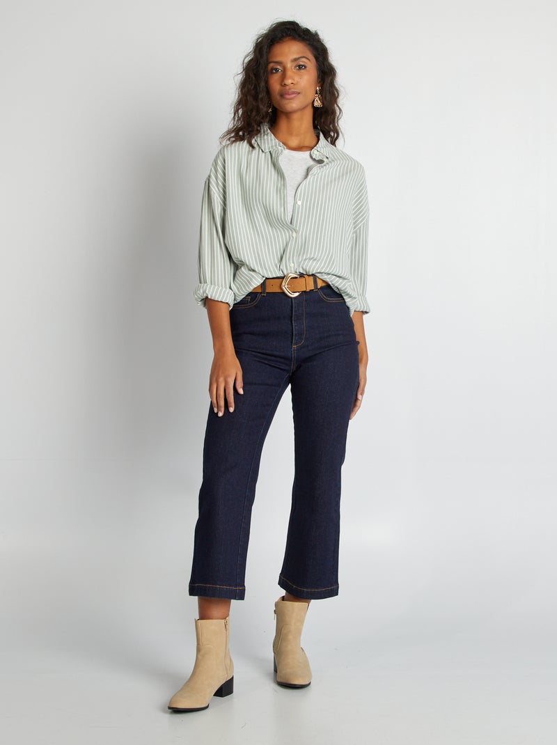 Chemise à manches longues rayée Vert - Kiabi