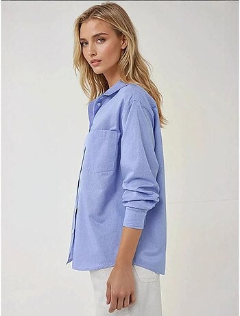 Chemise à manches longues texturée coupe classique, toucher lin