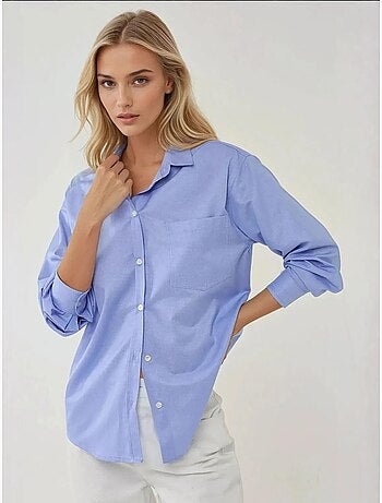 Chemise à manches longues texturée coupe classique, toucher lin