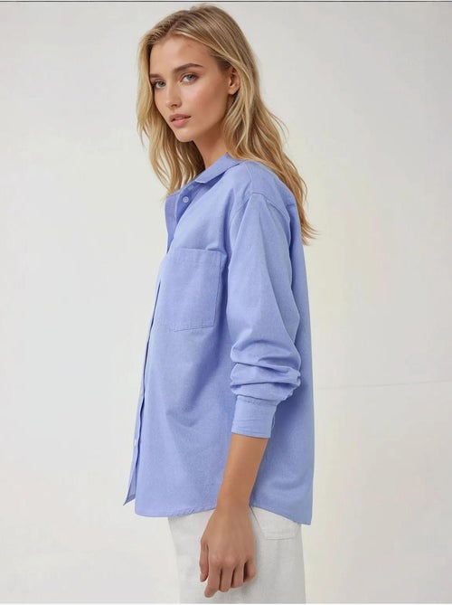 Chemise à manches longues texturée coupe classique, toucher lin - Kiabi Chemise à manches longues texturée coupe classique, toucher lin - Kiabi