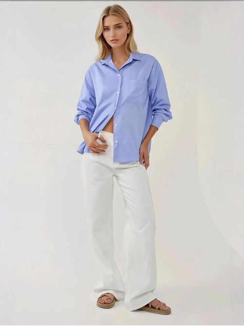 Chemise à manches longues texturée coupe classique, toucher lin - Kiabi Chemise à manches longues texturée coupe classique, toucher lin - Kiabi
