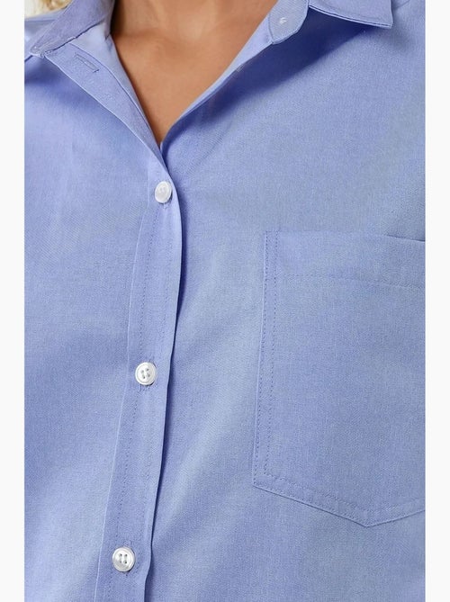 Chemise à manches longues texturée coupe classique, toucher lin hiccup - Kiabi
