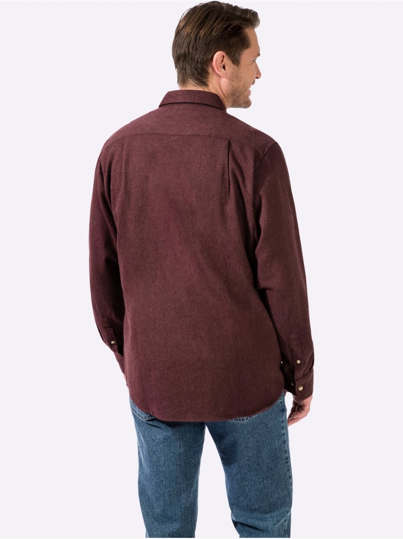 Chemise à Manches Longues Toucher Très Doux - Taille Standard - Witt Bordeaux - Kiabi