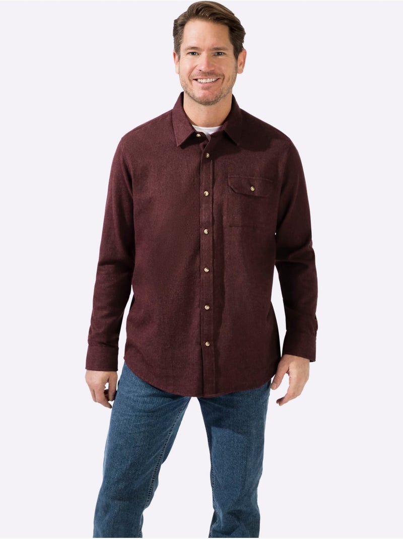 Chemise à Manches Longues Toucher Très Doux - Taille Standard - Witt Bordeaux - Kiabi