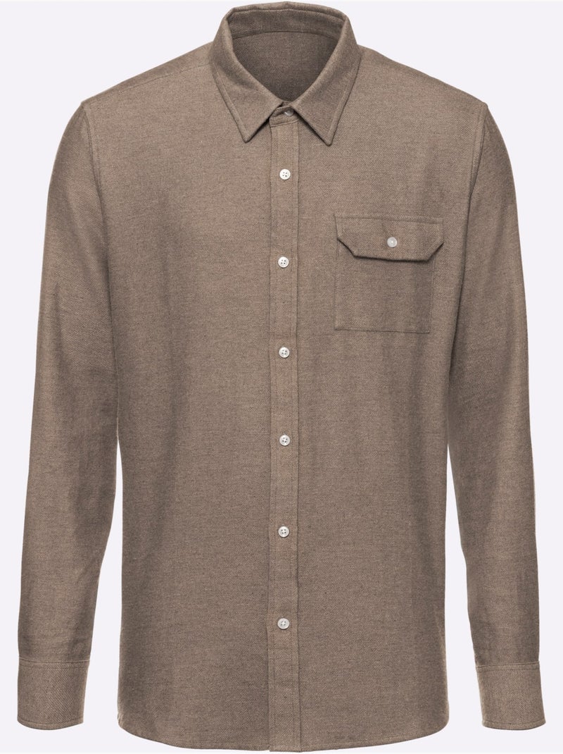 Chemise à Manches Longues Toucher Très Doux - Taille Standard - Witt Gris taupe - Kiabi