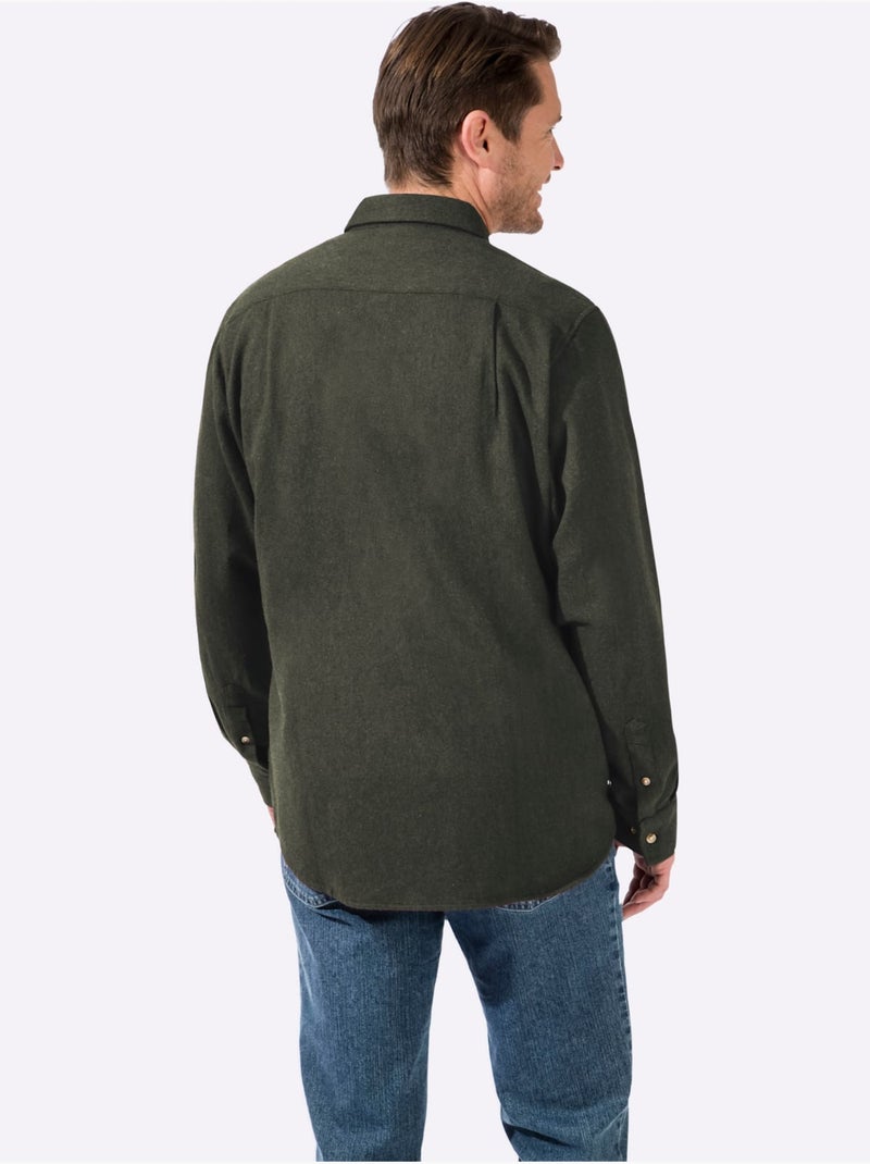 Chemise à Manches Longues Toucher Très Doux - Taille Standard - Witt Vert olive - Kiabi