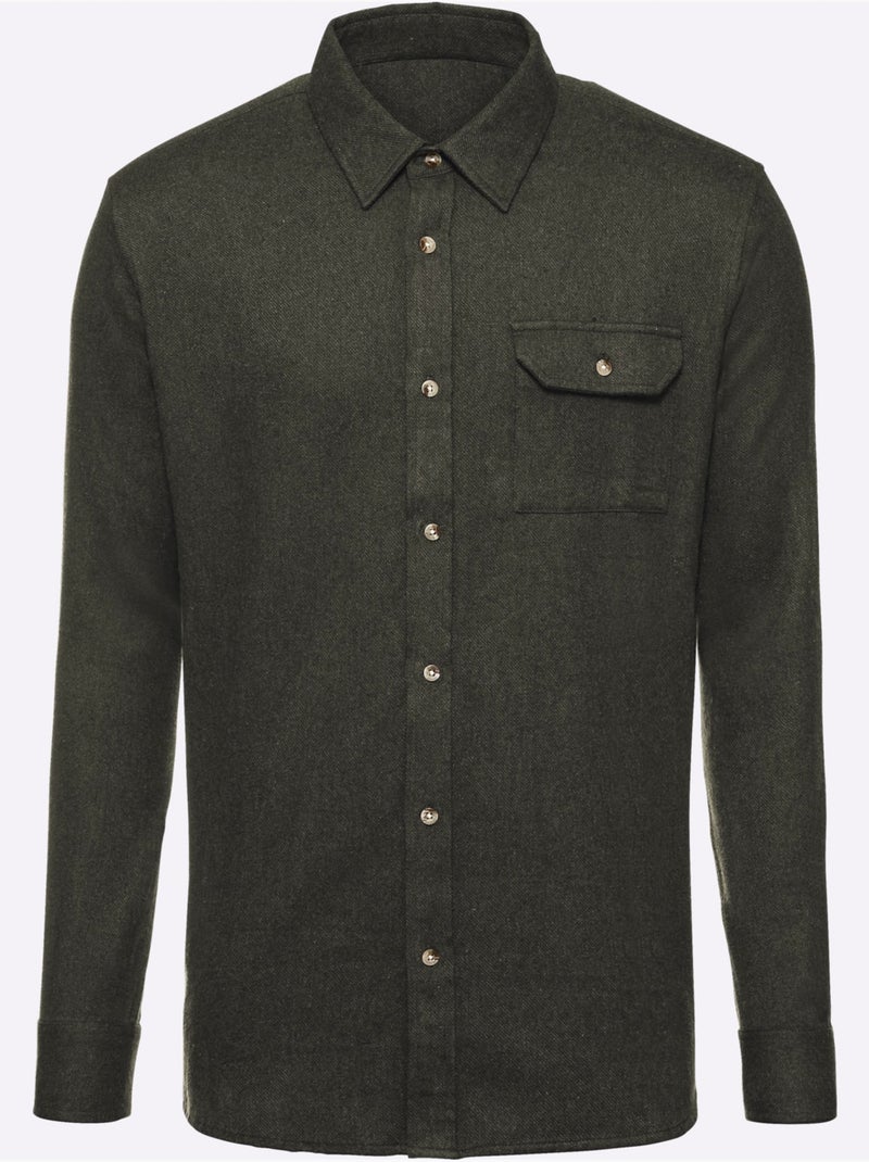 Chemise à Manches Longues Toucher Très Doux - Taille Standard - Witt Vert olive - Kiabi