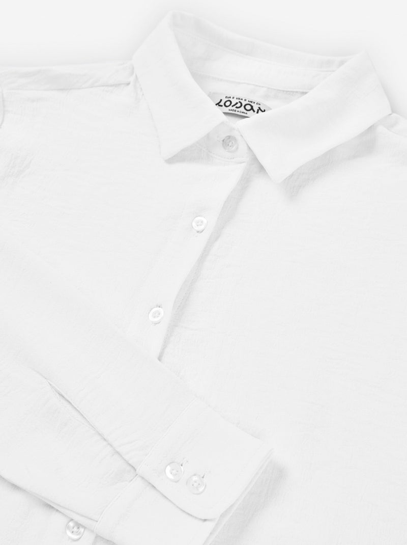 Chemise à Manches Longues Unie Blanc - Kiabi