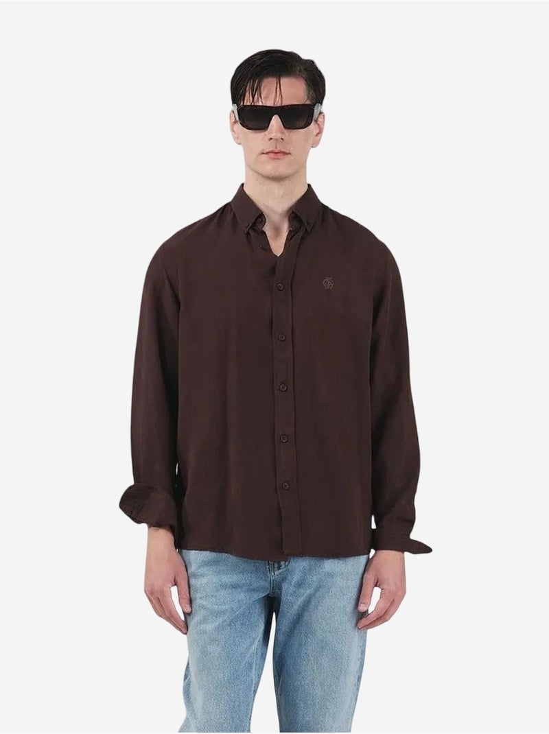 Chemise à manches longues unie coupe classique giesto Marron - Kiabi