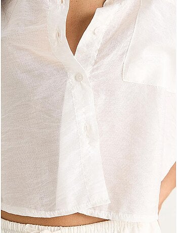 Chemise à manches mi-longues et poche unique bianco lucci