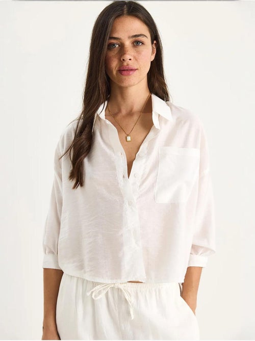 Chemise à manches mi-longues et poche unique bianco lucci - Kiabi Chemise à manches mi-longues et poche unique bianco lucci - Kiabi
