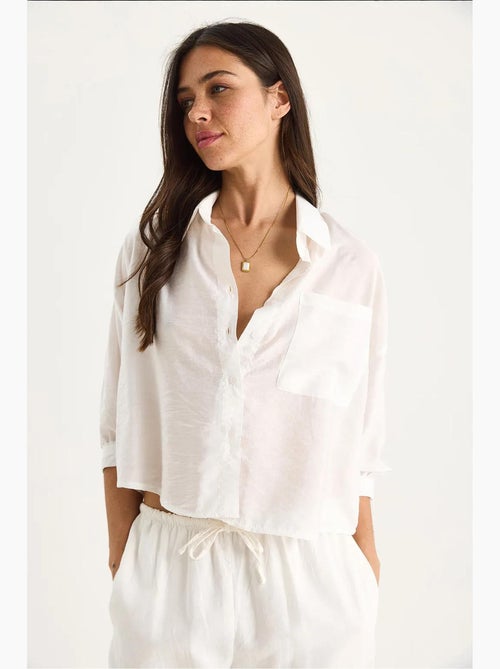 Chemise à manches mi-longues et poche unique bianco lucci - Kiabi Chemise à manches mi-longues et poche unique bianco lucci - Kiabi