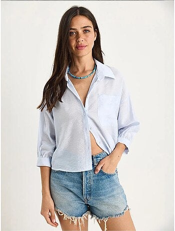 Chemise à manches mi-longues et poche unique bianco lucci