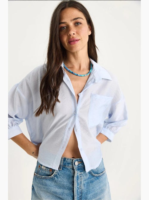 Chemise à manches mi-longues et poche unique lucci - Kiabi