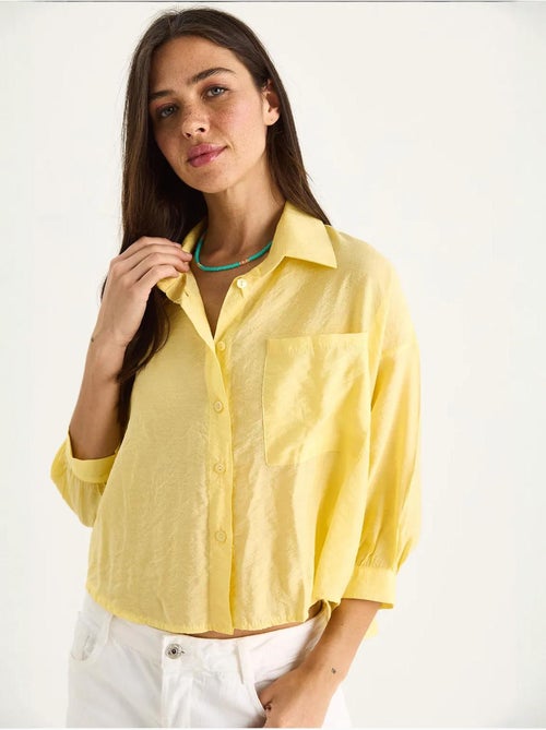 Chemise à manches mi-longues et poche unique lucci - Kiabi