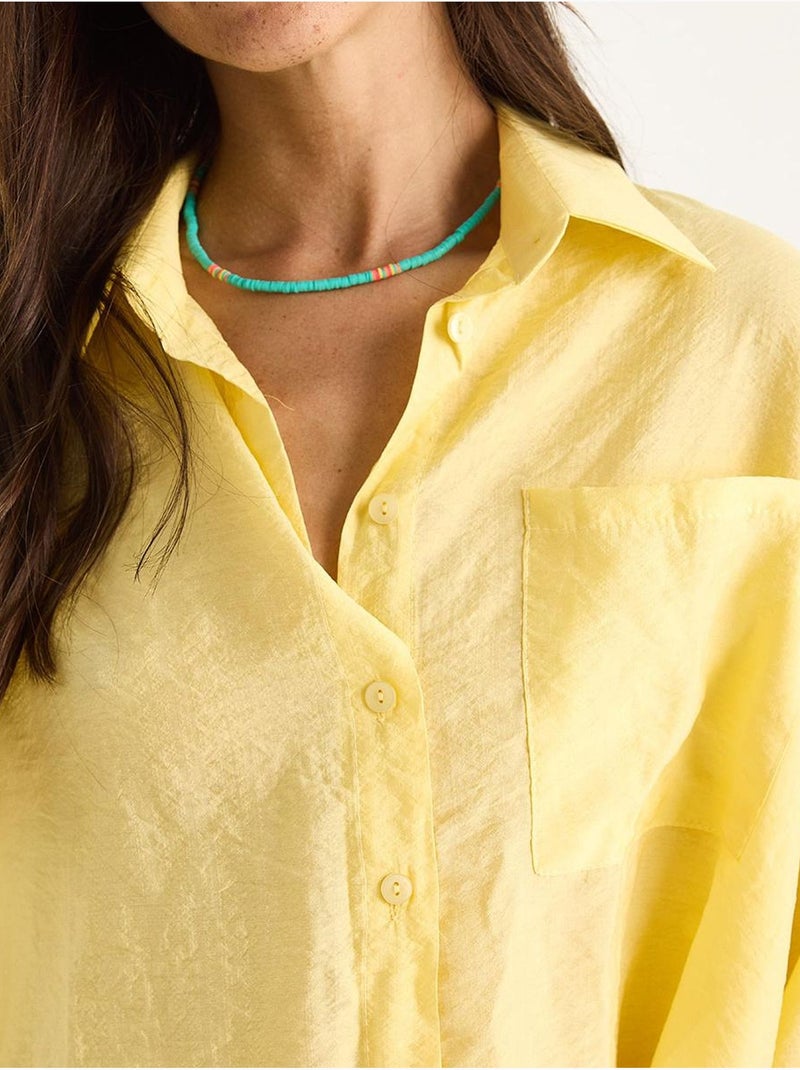 Chemise à manches mi-longues et poche unique lucci Jaune citron - Kiabi