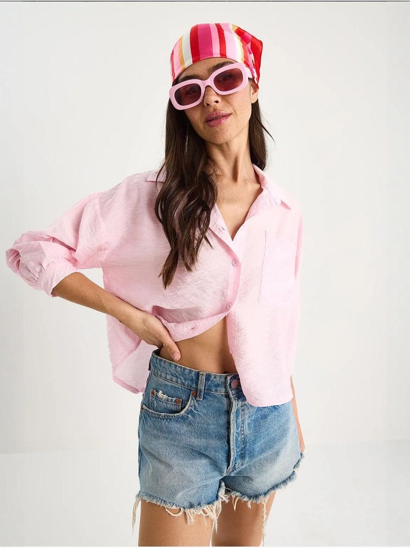 Chemise à manches mi-longues et poche unique lucci Rose clair - Kiabi
