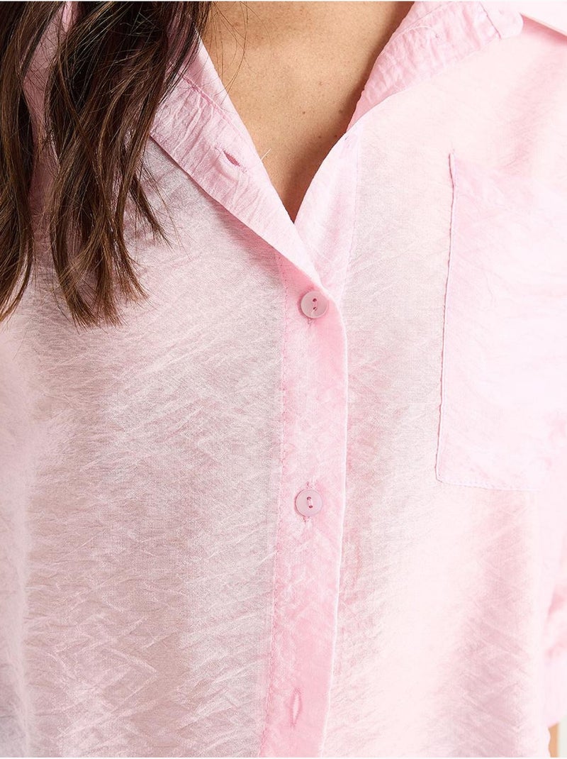 Chemise à manches mi-longues et poche unique lucci Rose clair - Kiabi