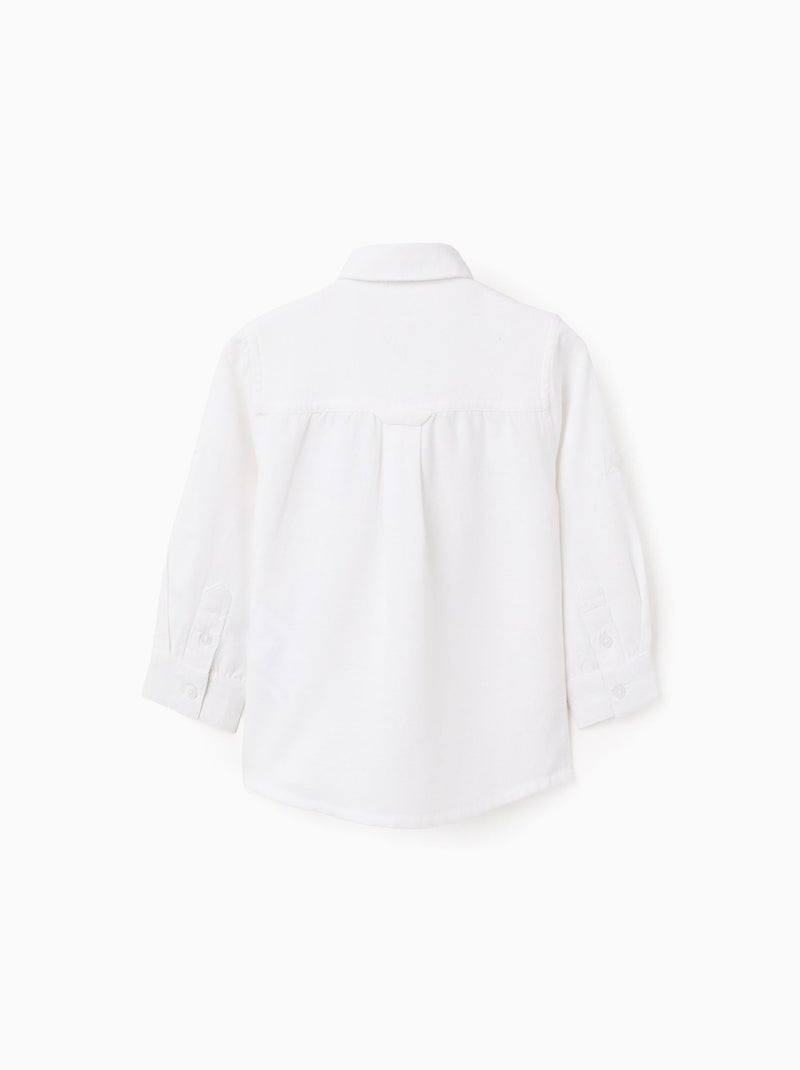 Chemise à Manches Retroussables Blanc - Kiabi