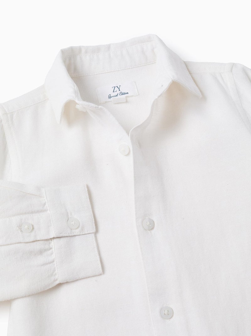 Chemise à Manches Retroussables Blanc - Kiabi