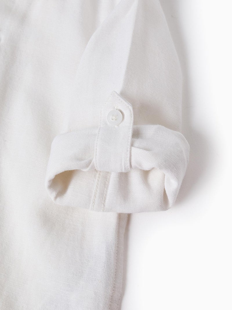Chemise à Manches Retroussables Blanc - Kiabi