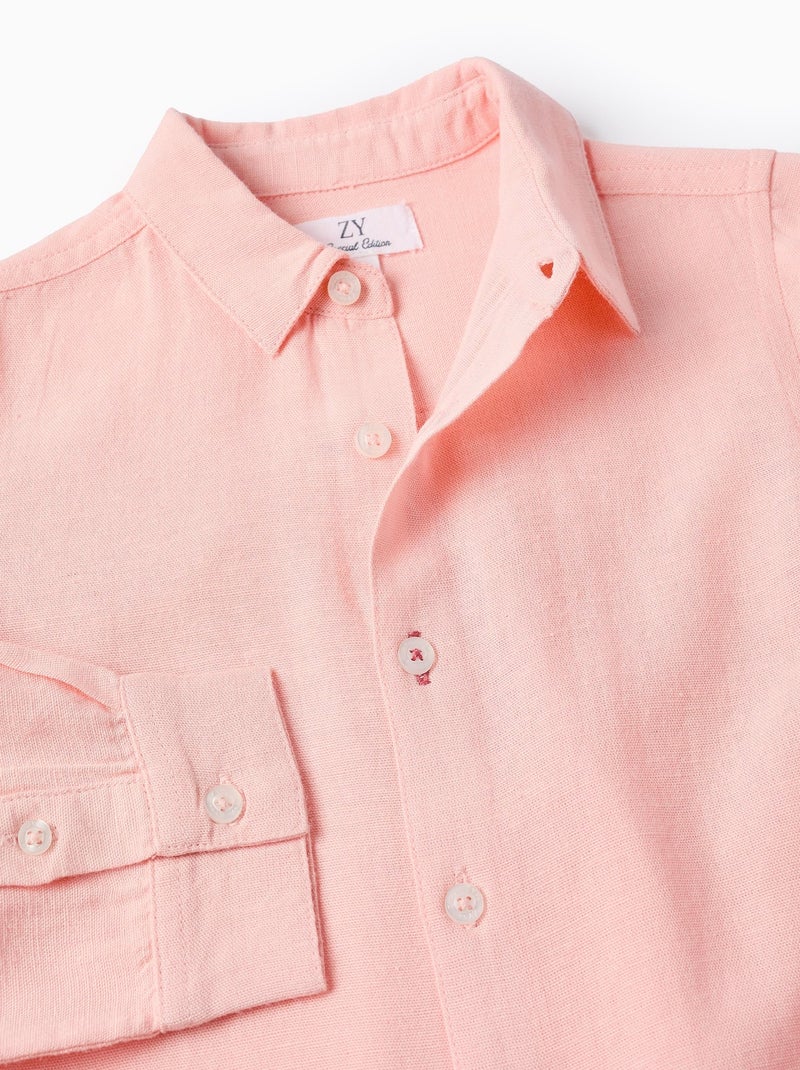 Chemise à Manches Retroussables Rose clair - Kiabi