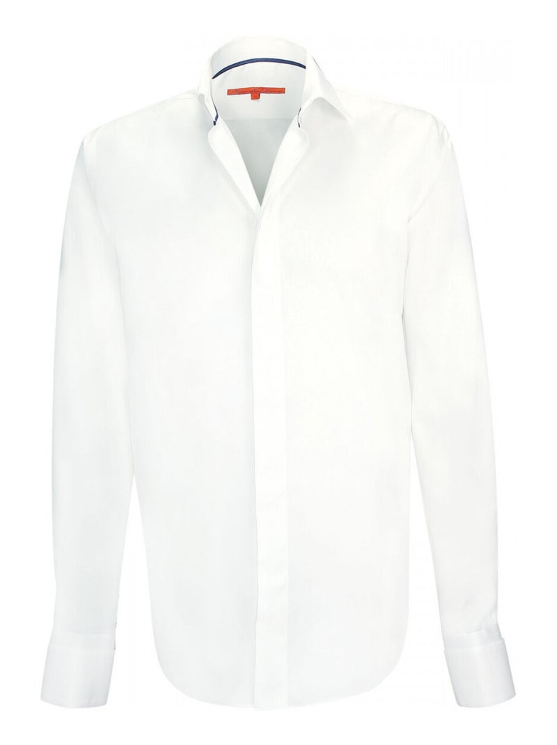 Chemise à manchette biseautée WILLIAM Blanc Bleu - Kiabi