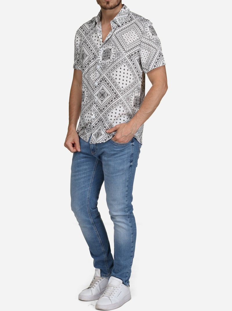 Chemise à motif - Frilivin Blanc Noir - Kiabi