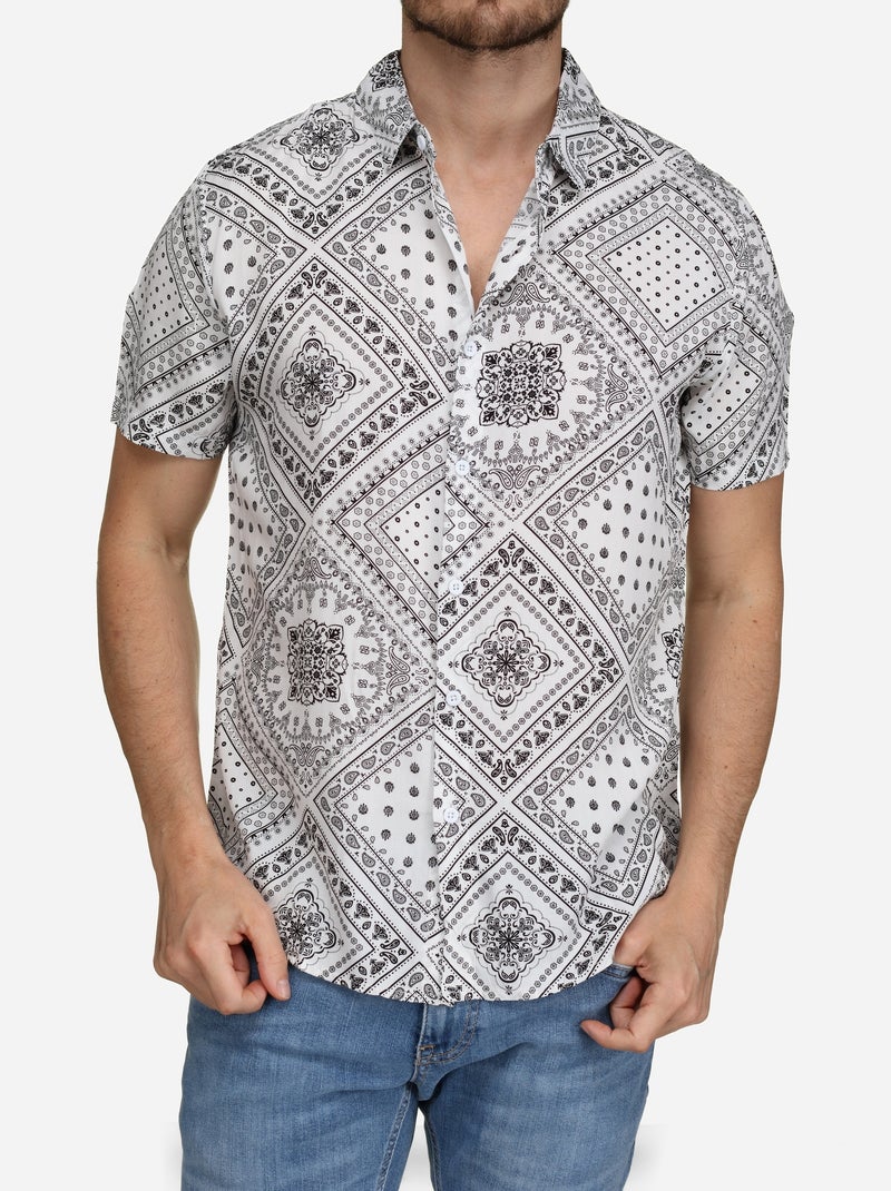 Chemise à motif Blanc Noir - Kiabi