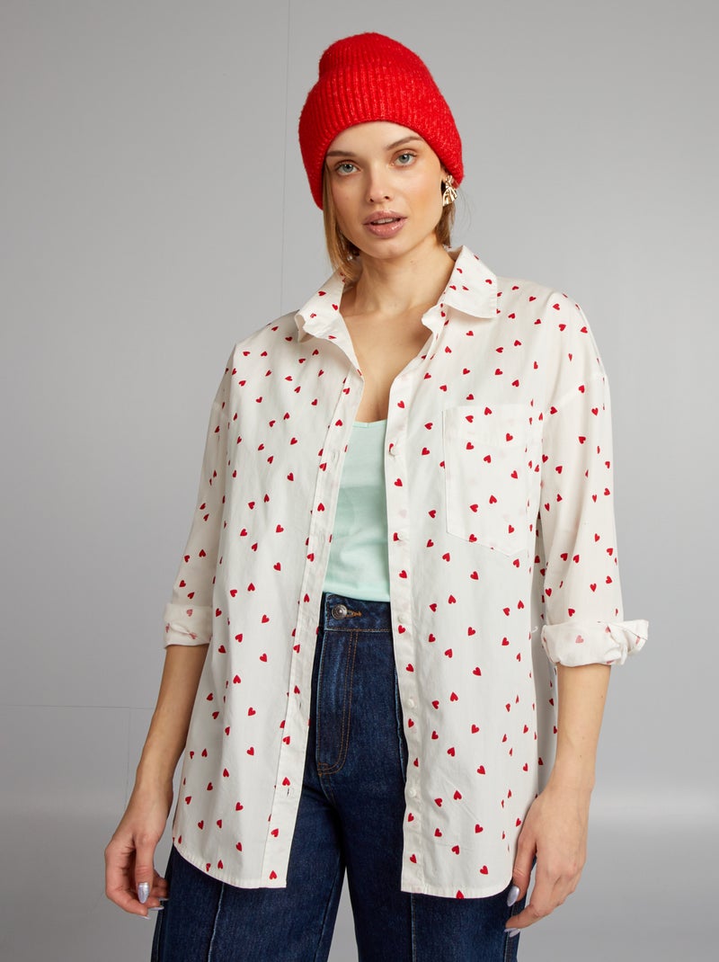 Chemise à motif 'cœurs' Rouge - Kiabi