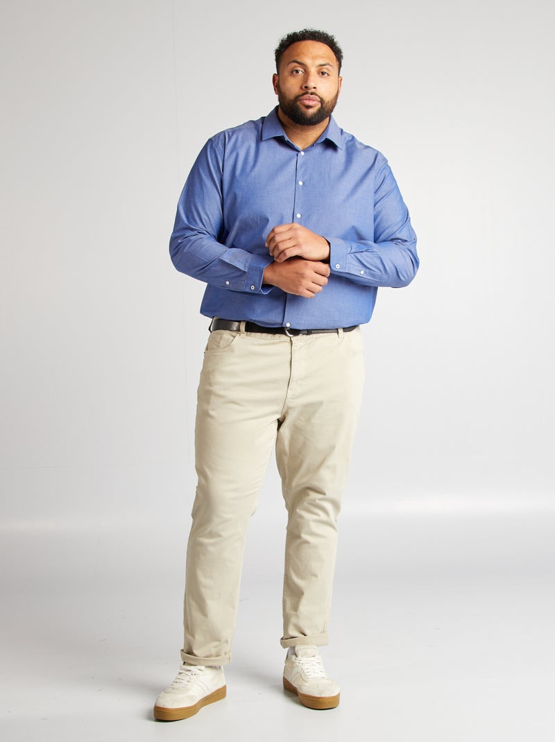 Chemise à motif dobby Bleu - Kiabi