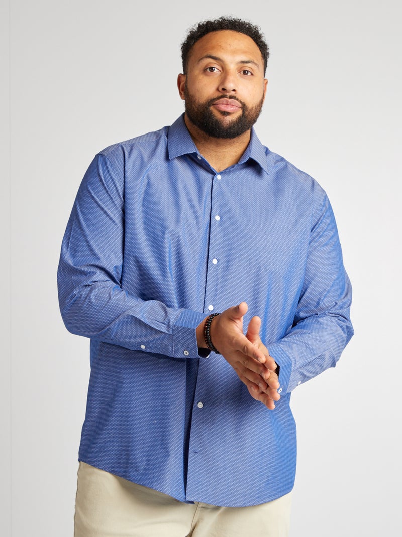 Chemise à motif dobby Bleu - Kiabi