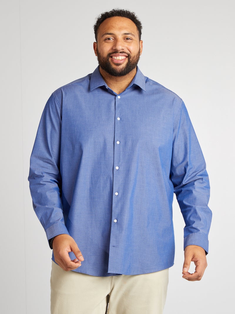 Chemise à motif dobby Bleu - Kiabi