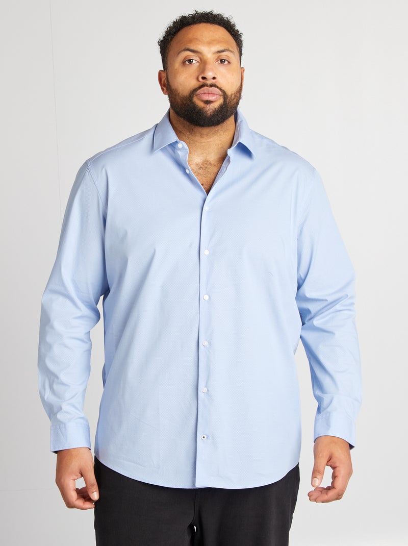 Chemise à motif dobby BLEU - Kiabi