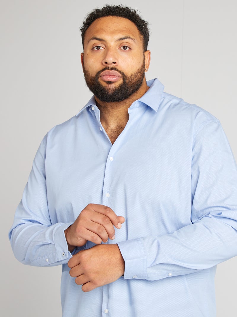 Chemise à motif dobby BLEU - Kiabi