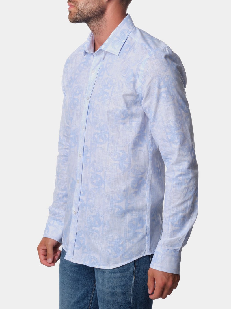 Chemise à motif manches longues Bleu ciel - Kiabi