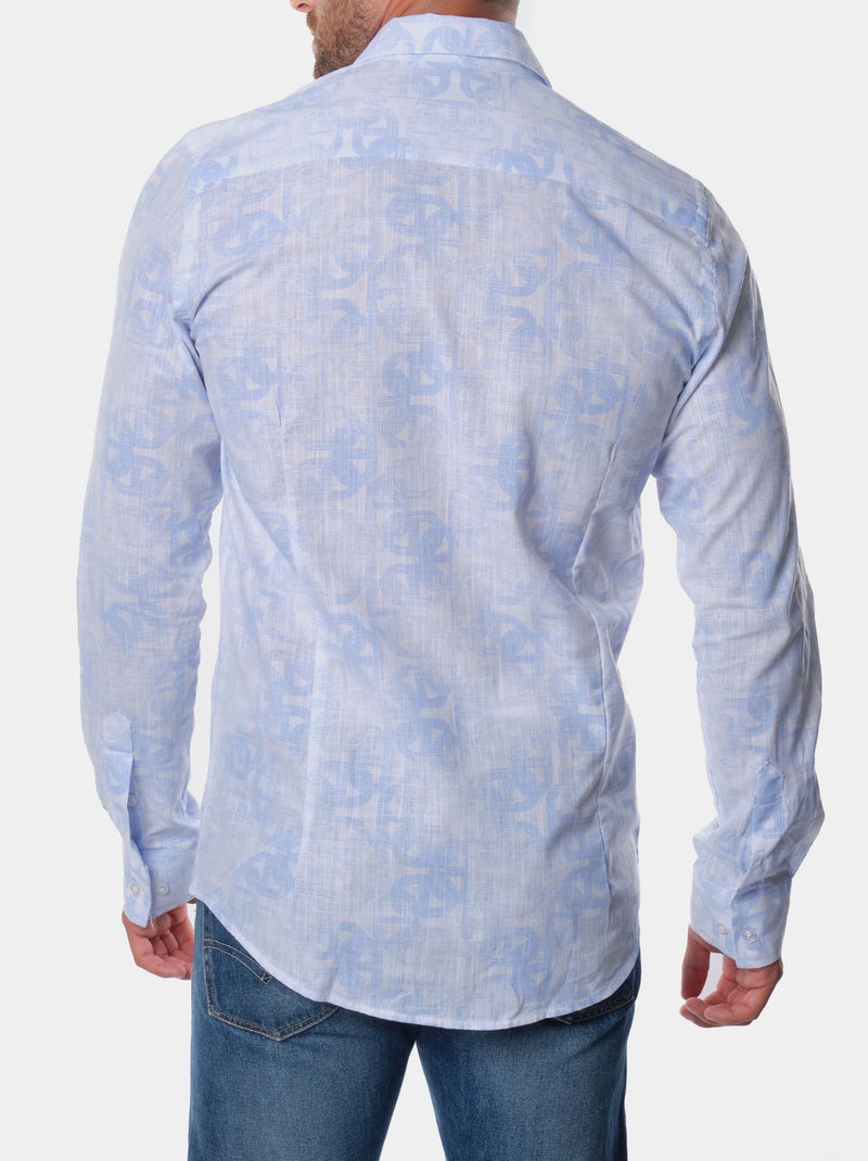 Chemise à motif manches longues Bleu ciel - Kiabi