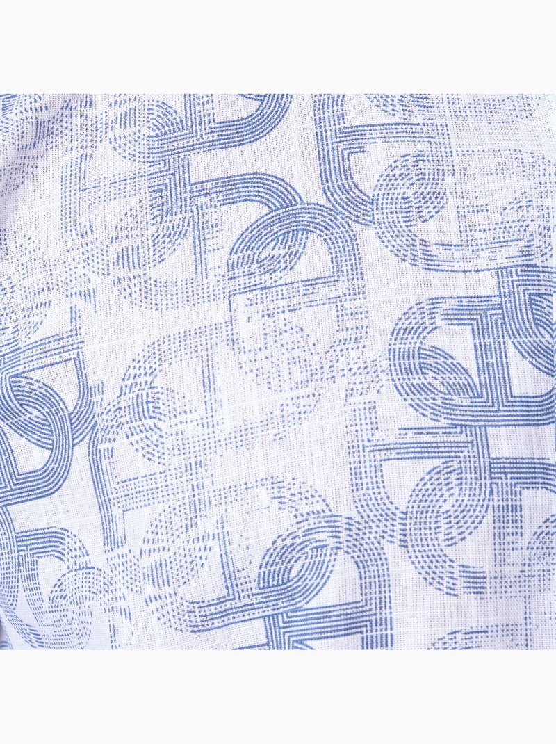 Chemise à motif manches longues Bleu - Kiabi