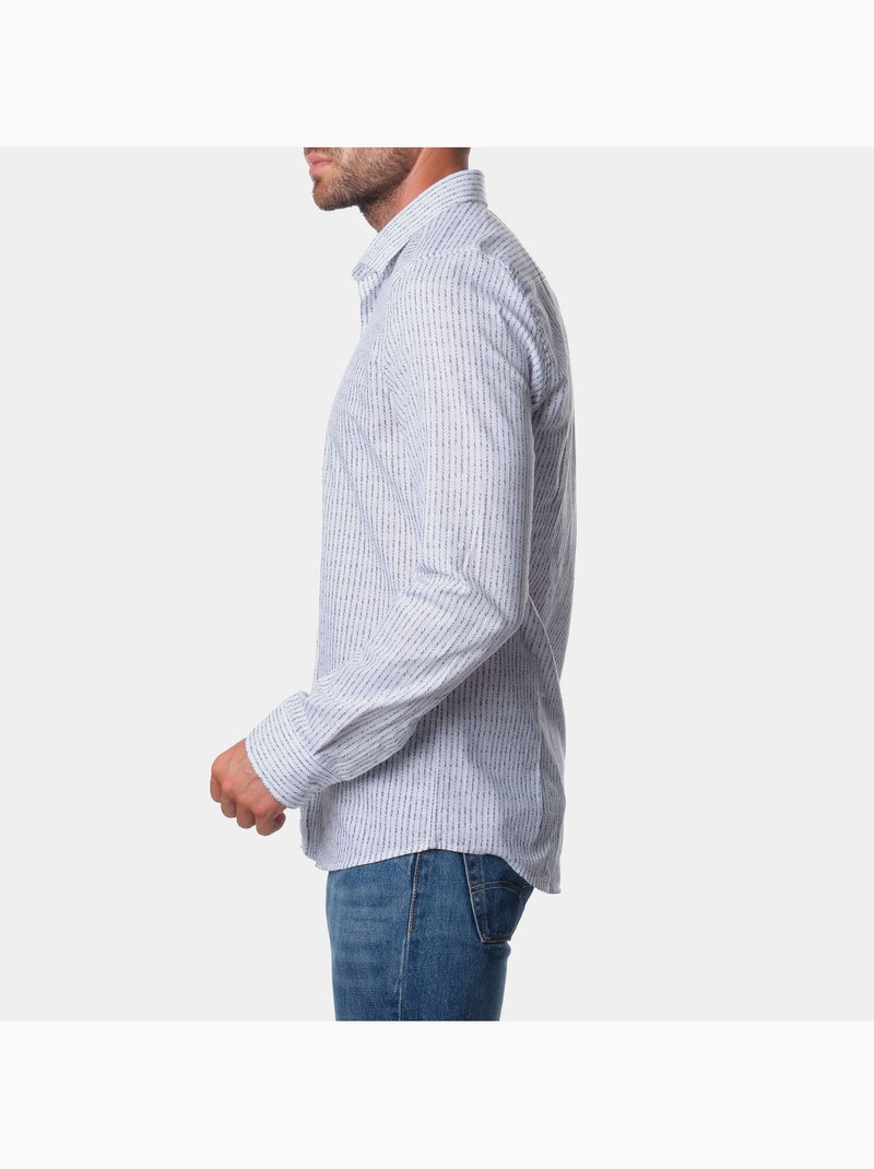 Chemise à motif manches longues Gris Blanc - Kiabi