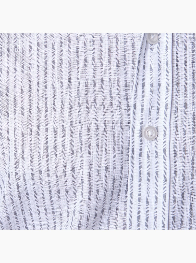 Chemise à motif manches longues Gris Blanc - Kiabi