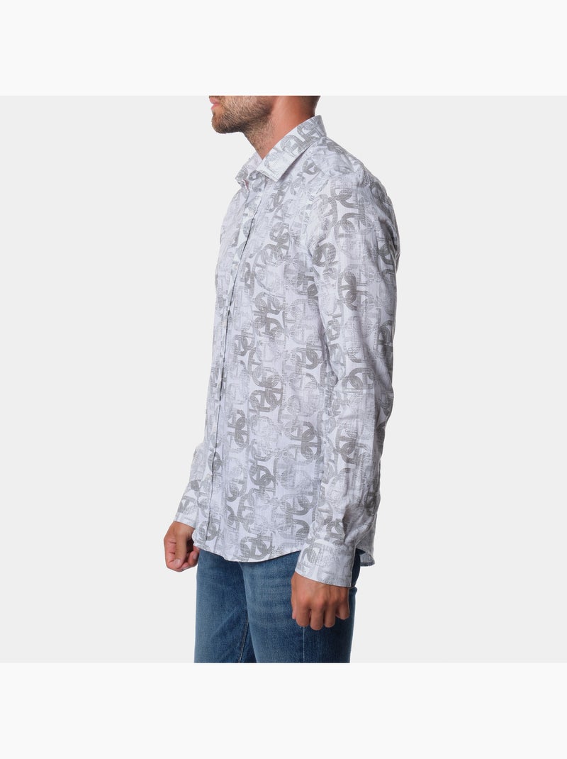 Chemise à motif manches longues Kaki - Kiabi