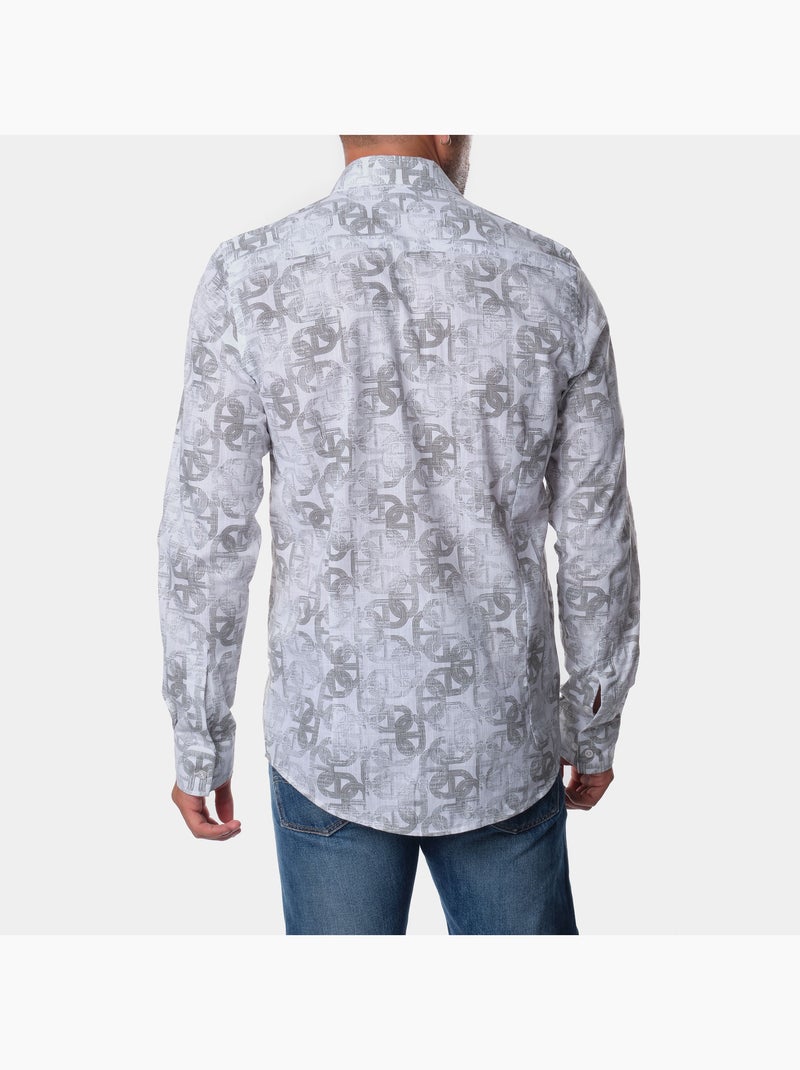 Chemise à motif manches longues Kaki - Kiabi