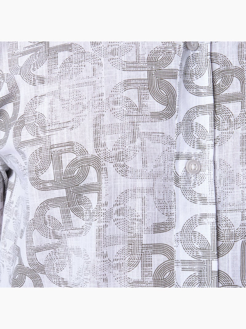 Chemise à motif manches longues Kaki - Kiabi