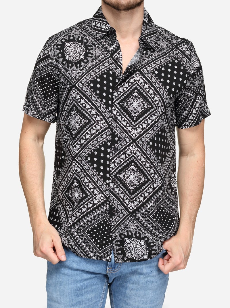 Chemise à motif Noir - Kiabi