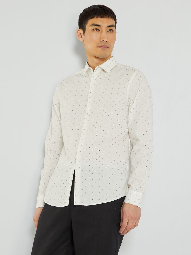 Chemise à motifs en popeline Blanc - Kiabi