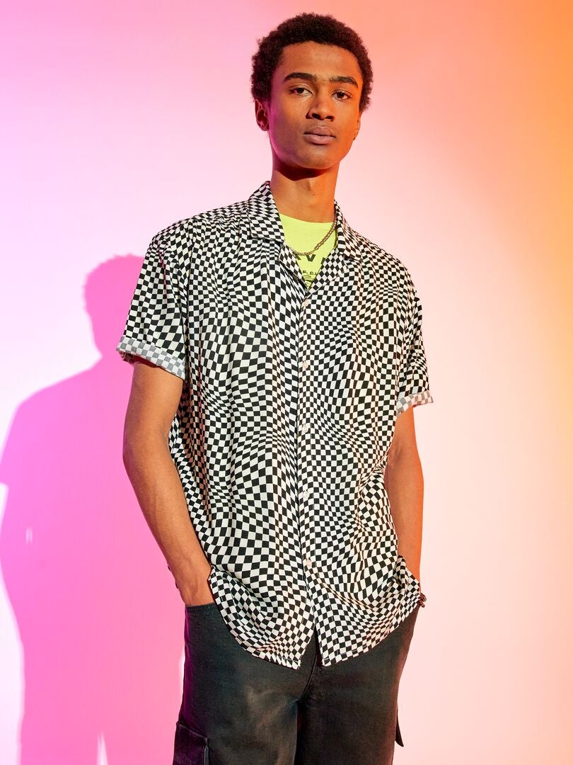Chemise à motifs fluide et légère Blanc/noir - Kiabi