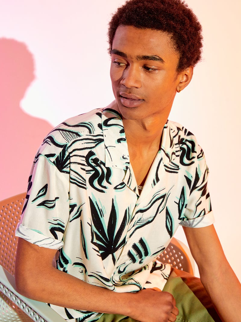Chemise à motifs fluide et légère Blanc/vert - Kiabi