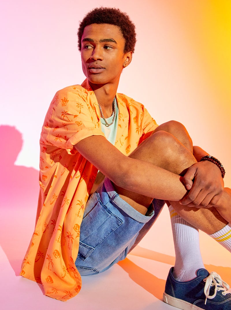 Chemise à motifs fluide et légère Orange - Kiabi